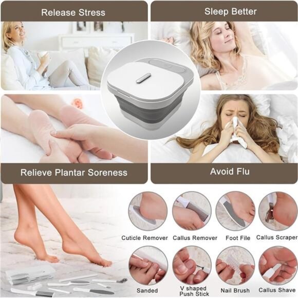 Collapsible Foot Spa Bath with Heat and Massage Rollers, Bubble, Foot Pedicure - Picture 5 of 7